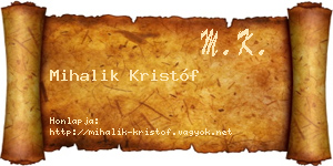 Mihalik Kristóf névjegykártya